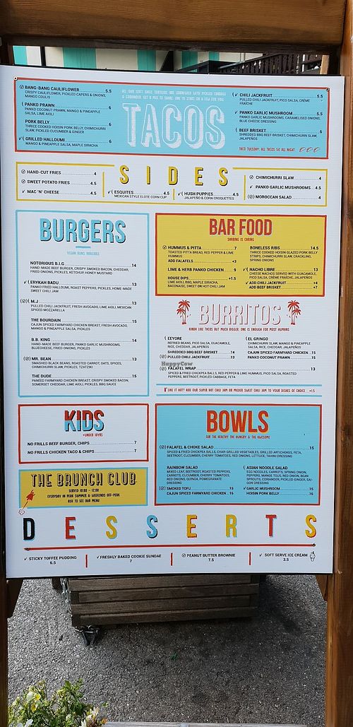 Menu at Monkey in Chamonix-mont-blanc