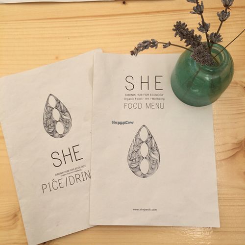 menu :) at SHE Bio Bistro in Sibenik