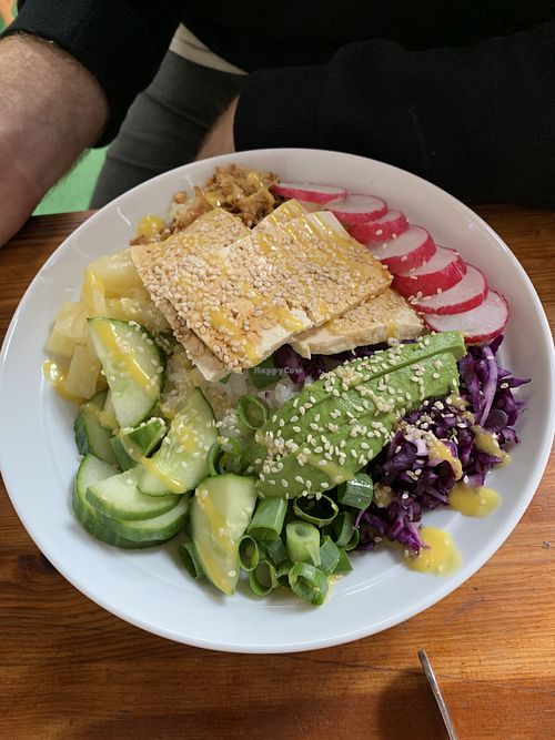Tofu poke bowl at Green Smile in Stockholm