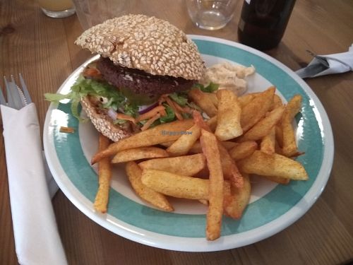 Their vegan burger with fries, soooo delicious..and cheap! 7 euros! at La Face B in Lille