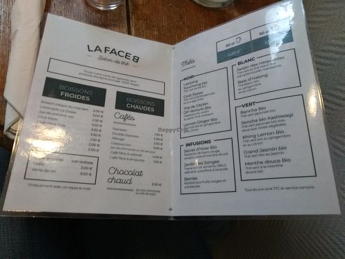 Menu  at La Face B in Lille