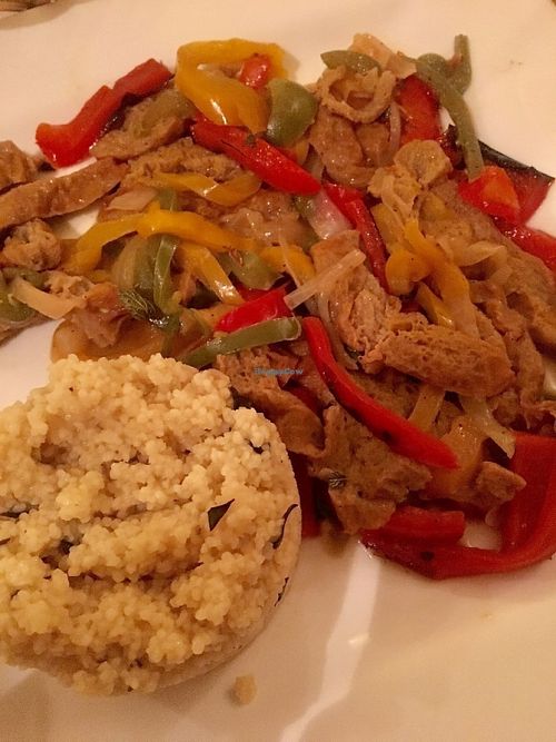 Seitan fajita dish at Le Campane in Oaxaca