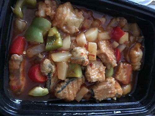 Sweet & Sour vegan "Fish" at Veggie Village in Phoenix