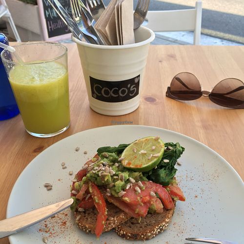 Vegan breakfast with optional GF bread  at Cocos Deli in Mallorca