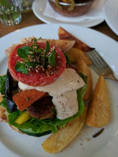 Chickpea Falafel Burger at Mezze Bar in Auckland