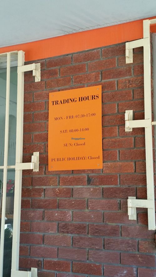 Opening hours  at Dolce Bakery in Cape Town