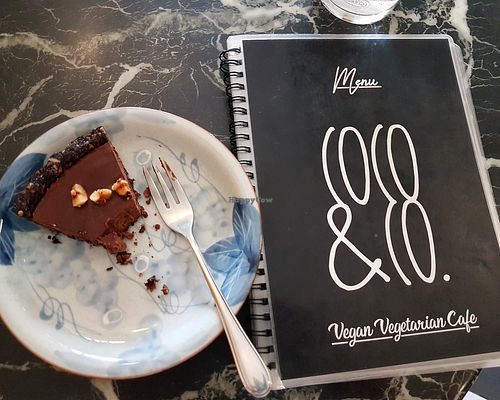 Vegan nutty chocolate tart at Coco & Co in Vientiane