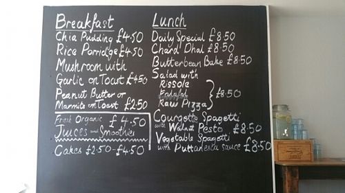 Menu (subject to change) at Cafe Gratitude in Hastings