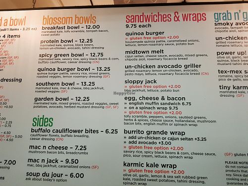 The menu at Blossom du Jour - Columbus Circle in New York City