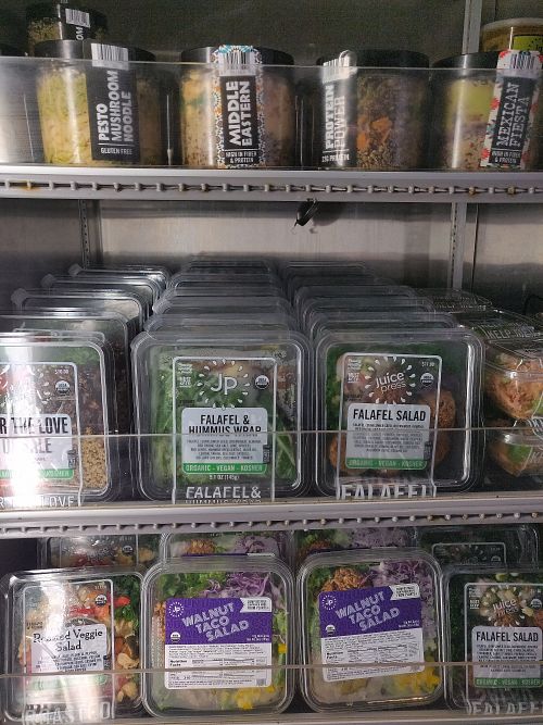 Some food options at Juice Press - Bryant Park in New York City