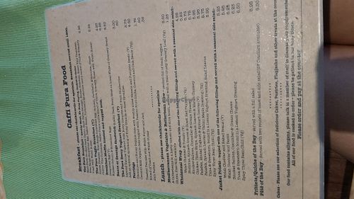 Menu 2 at Caffi Pura in Tenby
