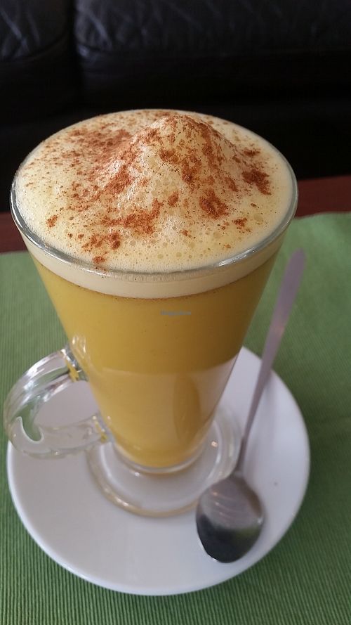 Turmuric latte at Caffi Pura in Tenby