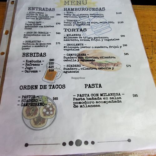 Menu at Akarma Vegan in Mexico City