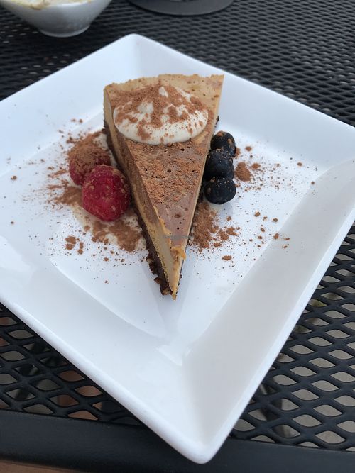 Chocolate cheesecake (cashew-based) at Vibrance in Albuquerque