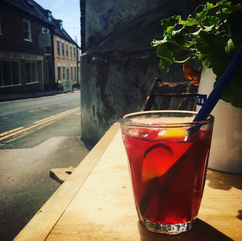 our new hibiscus  ice tea  at BearKat Bistro in Bridport