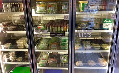 Lots of great fresh, to go vegan vegan meals. at Juice Press - Madison Ave in New York City