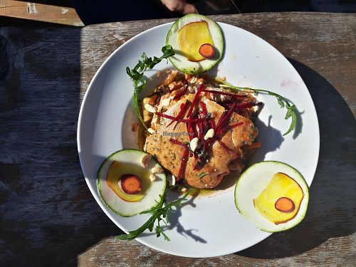 Zucchini lasagne with an almond sauce at Huendeleskopfhuette in Pfronten-kappel