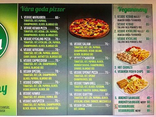 menu at Town Grill in Malmo