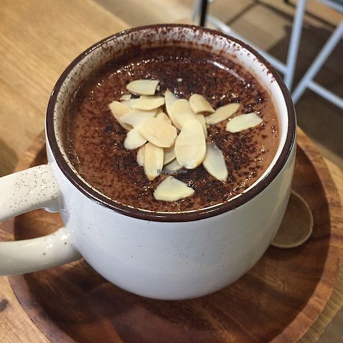 hot chocolate with almond milk  at Flourish 元禾食堂 - Yuán Hé ShíTáng in Taipei