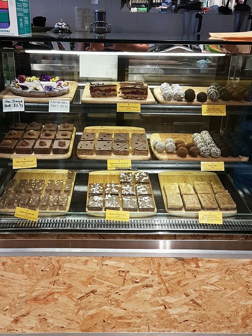 cake fridge  at oFarm Organic Cafe in Brookvale