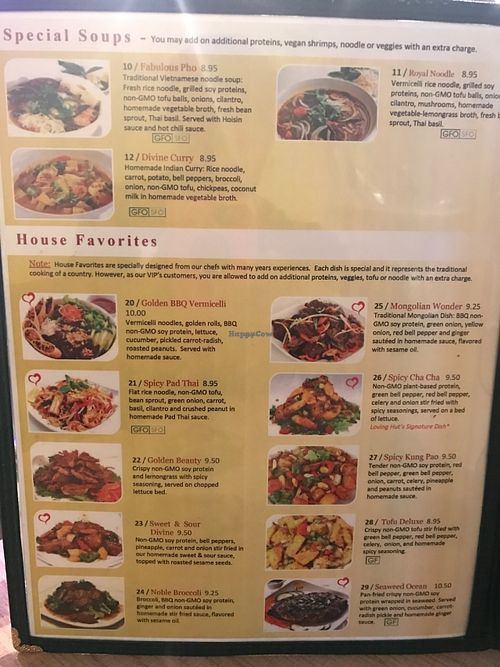 Menu at Loving Hut in Litchfield Park