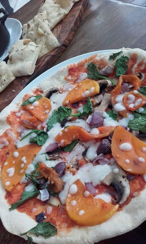 The vegan classic margharita and garlic bread. at Zizzi - Princes Square in Glasgow