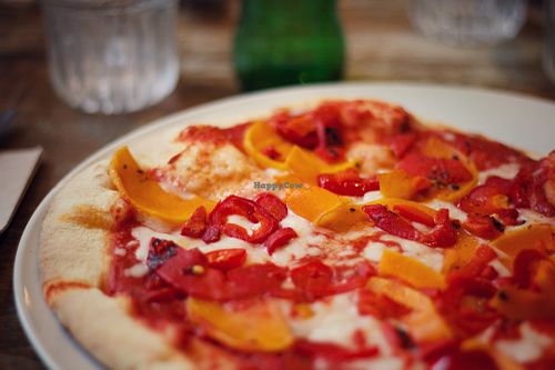 vegan pizza with chilli, pepper and butternut squash at Zizzi - West End in Glasgow