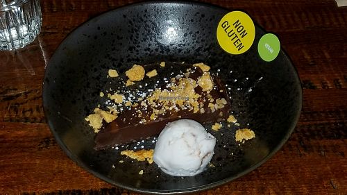 gluten free vegan chocolate cake and ice cream at Zizzi - Earls Court in South West London