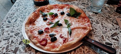 Vegan margerita with olives and chilli at Zizzi - Westfield in West London