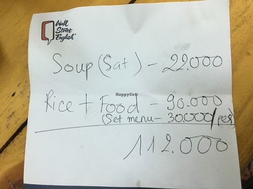 the bill for 3 people at A Di Da Phat in Ho Chi Minh City