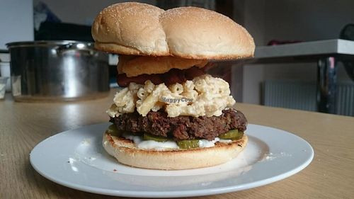 Mac and cheese bacon burger at The Burger Garden in Sheffield