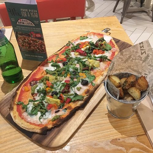 Primavera pizza with chilli potatoes at Zizzi in Watford