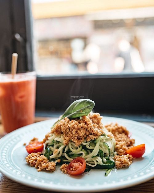 Courgette Noodles with soy bolognese at Cafe na Fabrica in Lisbon