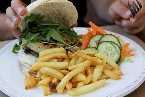 Vegan burger at Cafe na Fabrica.  at Cafe na Fabrica in Lisbon