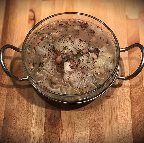  sumac sautéed cabbage and black eyed pea soup. at Anar in Seattle