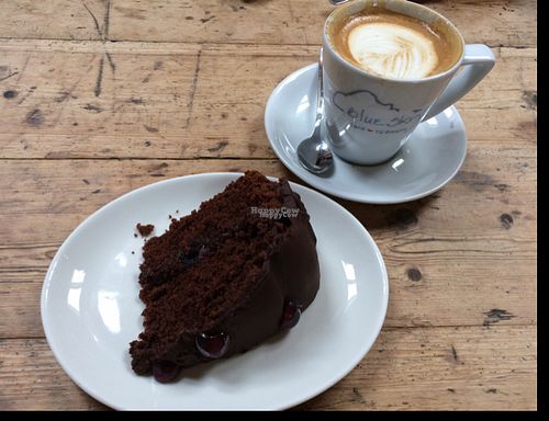 Vegan Cherry & Chocolate Cake at Blue Sky Cafe in Bangor