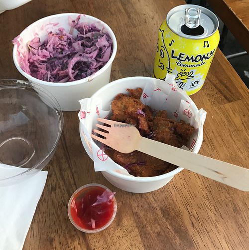 popcorn chicken and coleslaw were great! at Temple of Seitan - Hackney in East London