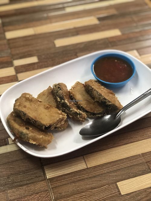 Vegan deep fried fish at Jai Mai Jumjay in Chiang Mai