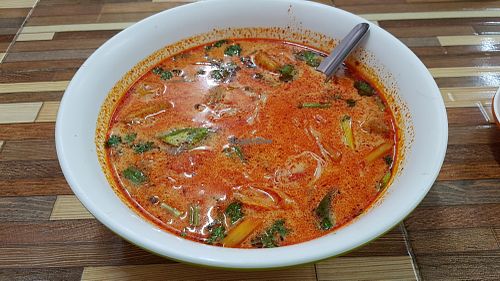 Tom yum soup with coconut milk at Jai Mai Jumjay in Chiang Mai