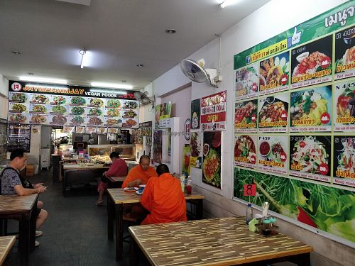 Monks dining in the restaurant at Jai Mai Jumjay in Chiang Mai
