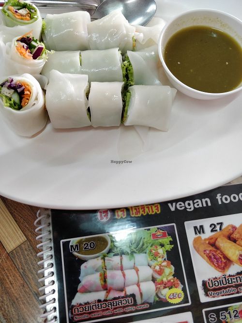 Noodle Salad rolls with spicy sauce at Jai Mai Jumjay in Chiang Mai