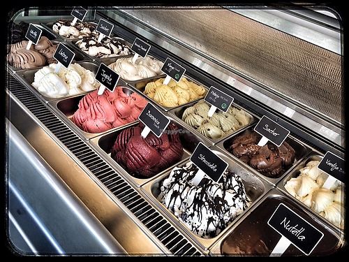 Vegan ice cream is labelled at Pohorska Kavarna Paradice in Maribor