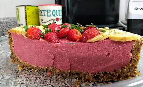Strawberry cheeze cake at Cinnamon Veggie in Cuernavaca