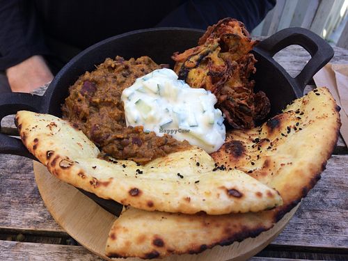 Dahl and onion bhaji  at Chesters by the River in Skelwith Bridge