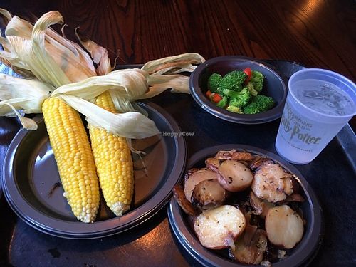 Vegan options for lunch (ask for no butter) at Three Broomsticks in Wizarding World of Harry Potter at Universal Studios - Thunder Falls Terrace in Orlando