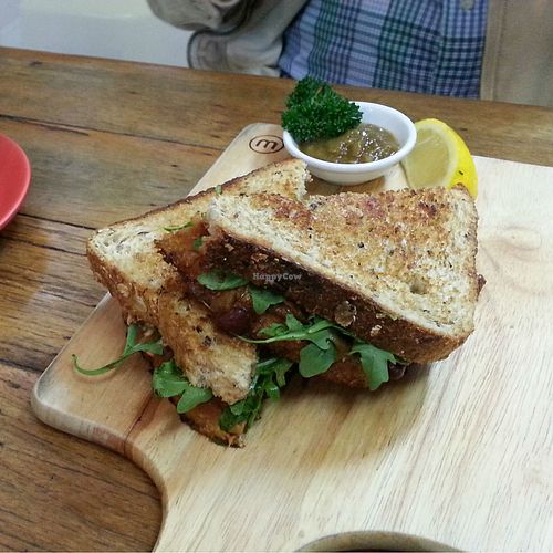 Breakfast at The Bircher Bar - Cajun Pumpkin Pesto Toastie. at The Bircher Bar in Lismore