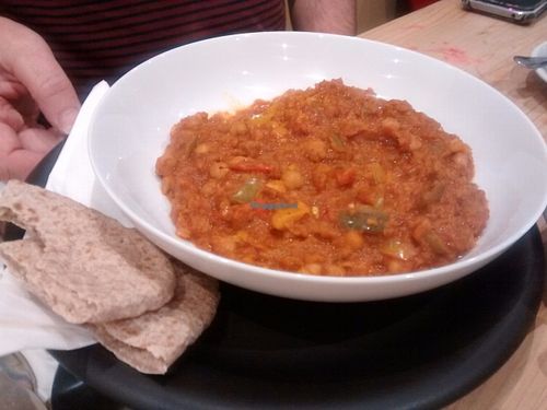 Chickpea curry + pitta bread at Soy Division in Glasgow