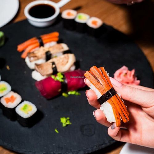 Vegan sushi at Fokim in Warsaw