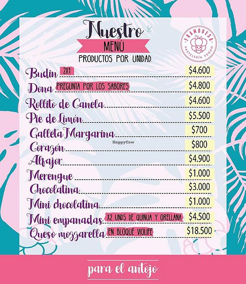 Frambuesa Menu (1/5) at Frambuesa Pastelería Vegan in Bogota