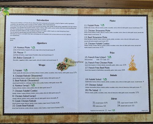 menu at Aroma House in Kampot